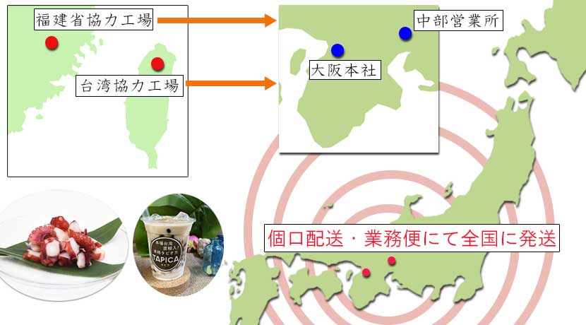 小口配送・業務便にて全国へ発送